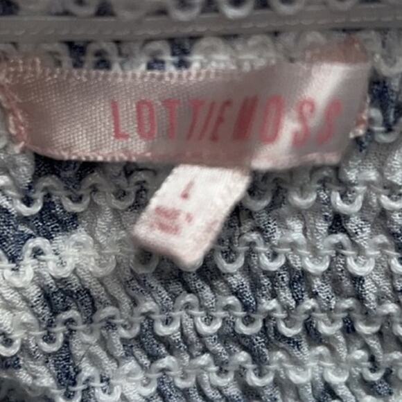 PacSun Lottie Moss smocked crop top size Large blue and white - Picture 7 of 9